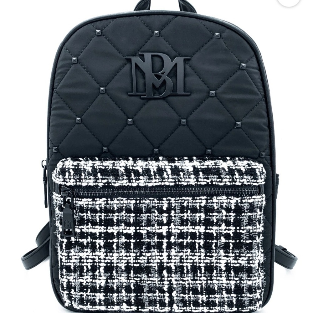 Badgley Mischka Quilted Nylon Backpack with Studs
